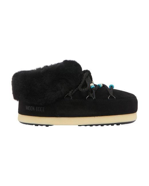 Moon Boot Black Mules Mit Wildlederrand