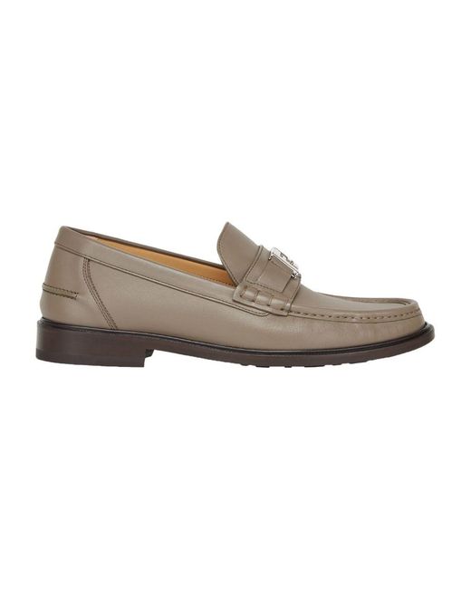 Fendi Gray Leather Loafers for men
