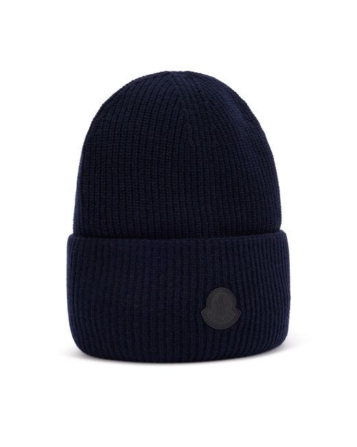 Moncler Blue Beanie With Logo