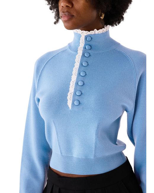 Chloé Blue Button-Neck Sweater
