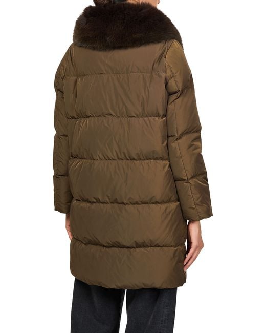 Yves Salomon Green Daunenjacke Mit Kragen Aus Fuchspelz