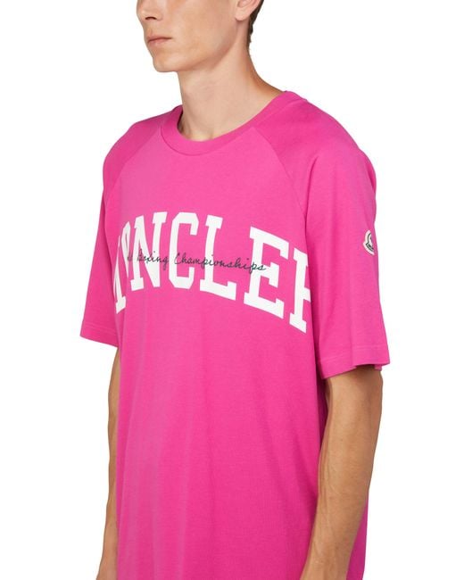 Moncler Kurzärmeliges T-Shirt in Pink für Herren