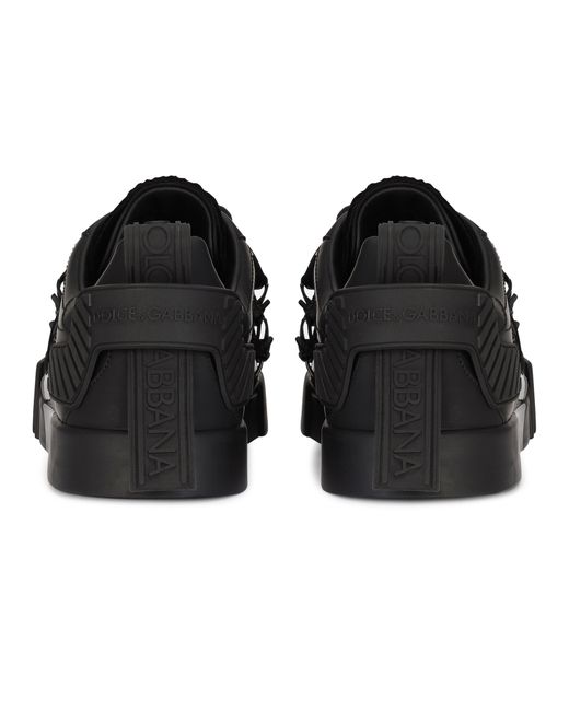 Dolce & Gabbana Sneakers Portofino aus Kalbsleder mit Maxi-Logo in Black für Herren