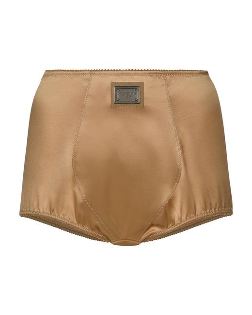 Dolce & Gabbana Brown Satin High-Waisted Panties