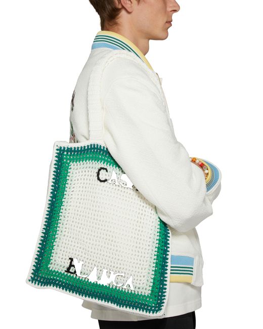 Casablancabrand Green Crocheted Cotton Bag for men