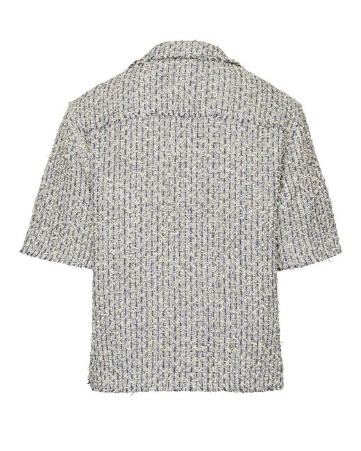 Amiri Gray Boucle Tweed Short Sleeve Overshirt for men