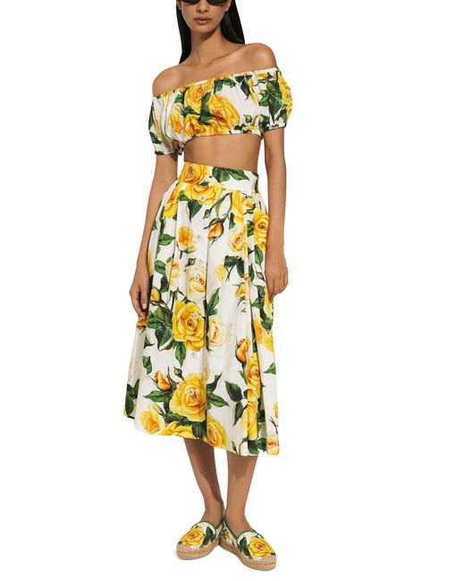 Dolce & Gabbana Yellow Midi Skirt