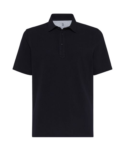 Brunello Cucinelli Black Polo With Shirt Collar for men