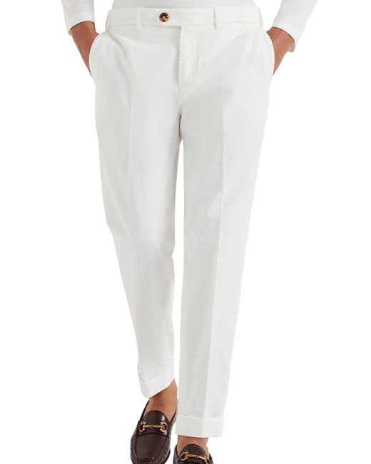 Brunello Cucinelli Stückgefärbte Gabardine-Hose in White für Herren