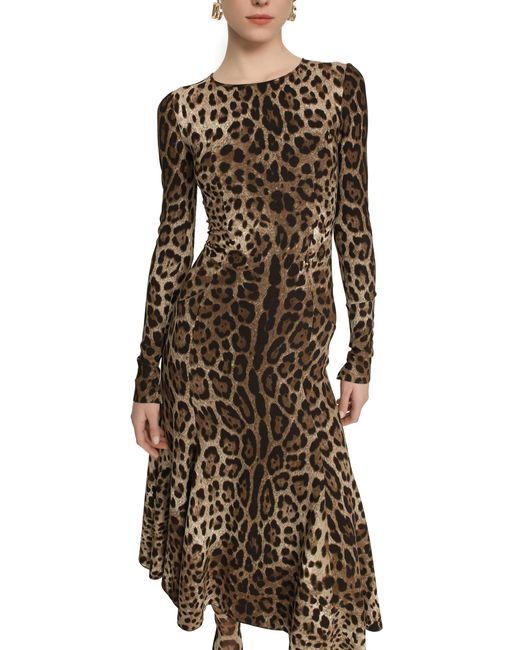 Dolce & Gabbana Natural Midi Dress With Print