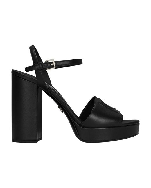 Dolce & Gabbana Black Calfskin Platform Sandals