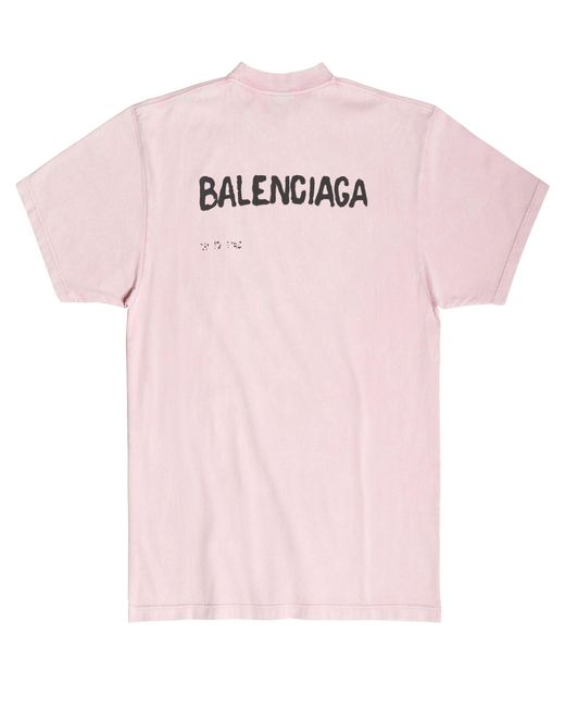 Balenciaga Pink Hand Drawn T-shirt Large Fit