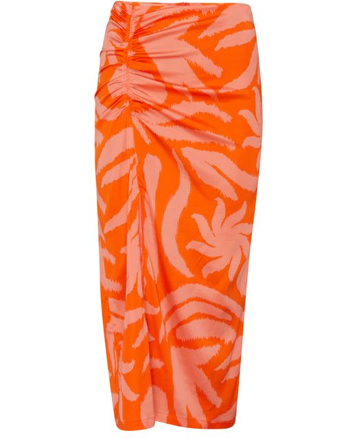 Sessun Orange Hayetti Print Skirt