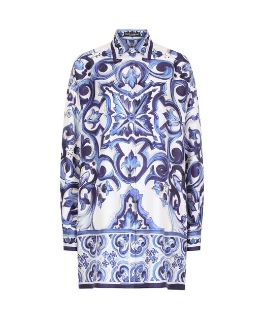 Dolce & Gabbana Blue Hemd aus Seidentwill