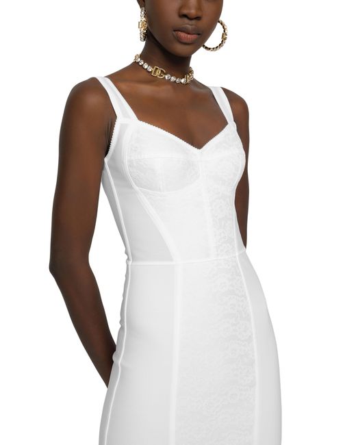 Dolce & Gabbana White Bustierkleid mit Korsett