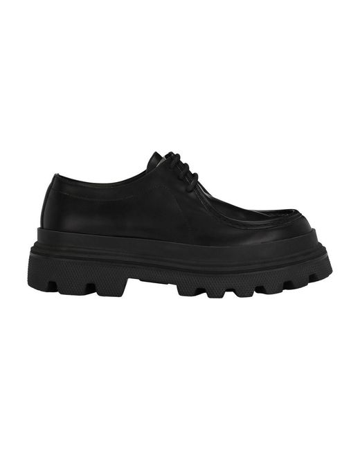 Dolce & Gabbana Black Brushed Calfskin Derby Shoes for men