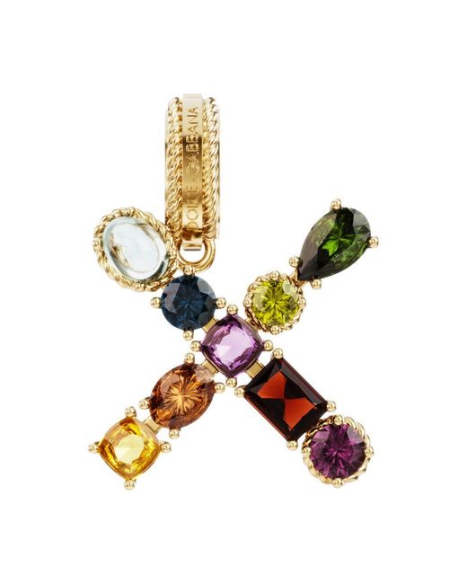 Dolce & Gabbana Green Alphabet X 18 Kt Charm With Fine Gems