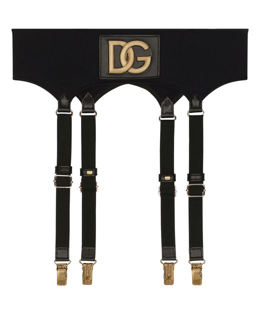 Dolce & Gabbana Black Spandex Fabric Garter Belt