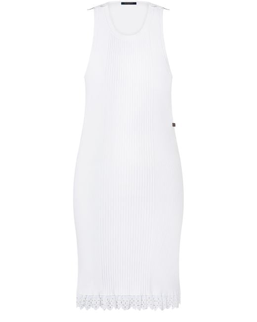 Robe sans manches à volants Monogram Louis Vuitton en coloris White