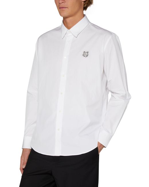 Maison Kitsuné White Bold Fox Head Casual Shirt for men