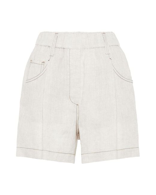 Brunello Cucinelli White Five-Pocket Shorts