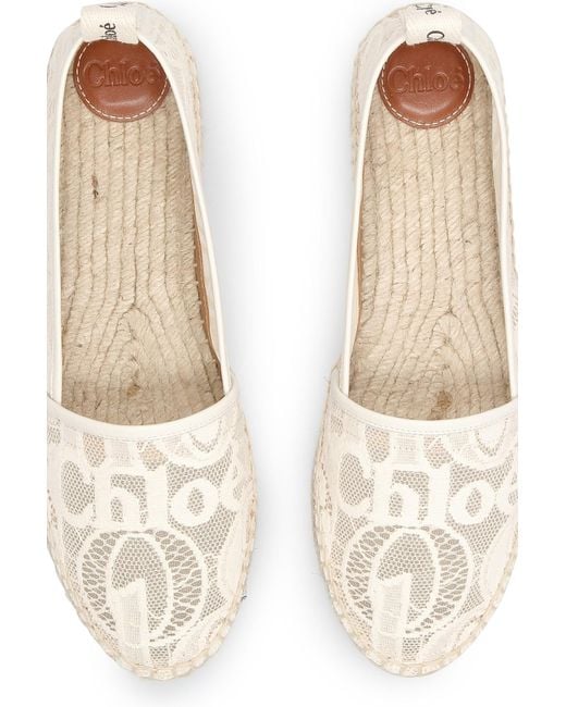 Chloé Lace Espadrilles in Natural | Lyst