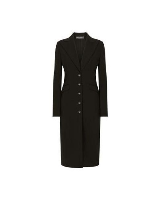 Dolce & Gabbana Black Jersey Milano Rib Coat