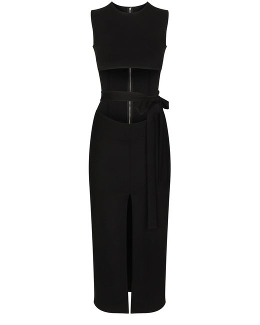 Robe mi-longue à taille ceinturée Dolce & Gabbana en coloris Black