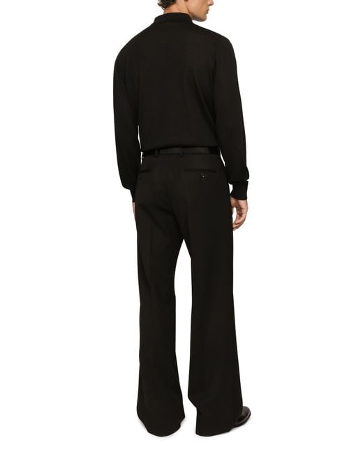 Dolce & Gabbana Black Cashmere Polo-style Sweater for men