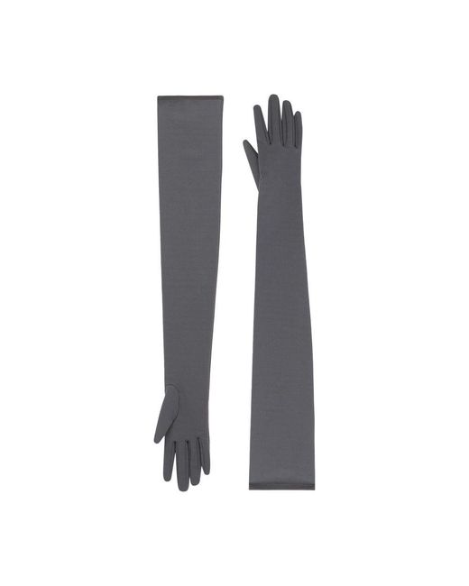 Dolce & Gabbana Gray Long Stretch Jersey Gloves