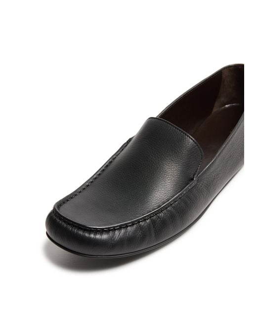 The Row Black Leo Loafers