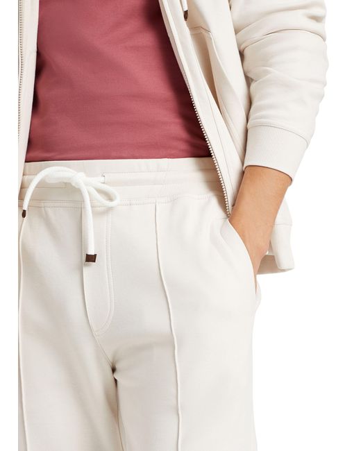 Brunello Cucinelli White Fleecy Cotton Pants With Elasticized Hem for men