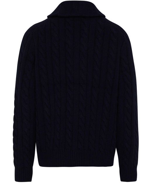 Ralph Lauren Cableknit Cardigan in Blue for Men Lyst