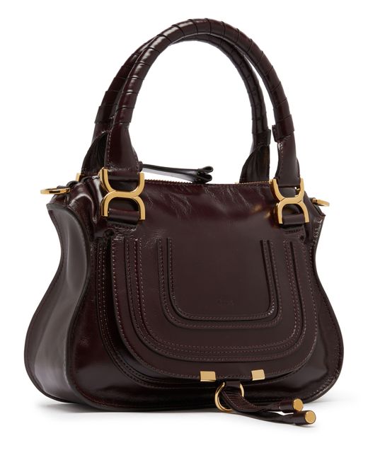 Petit Sac Double Porté Marcie En Cuir Brillant Chloé en coloris Black