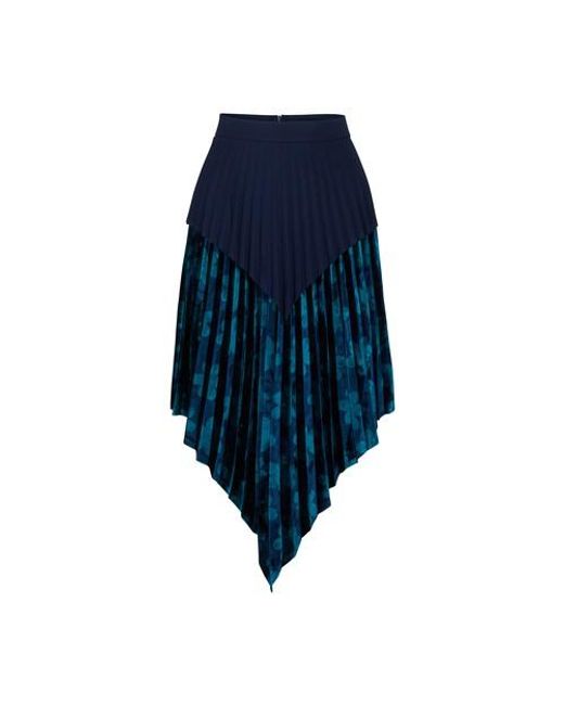 blue floral pleated skirt