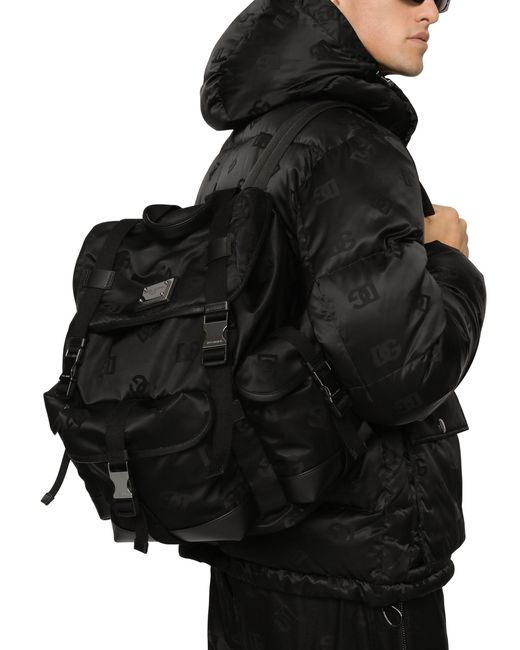 Dolce & Gabbana Black Nylon Backpack With Logo for men