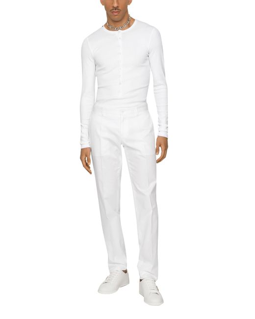 T-shirt tunisien en coton côtelé Dolce & Gabbana pour homme en coloris White