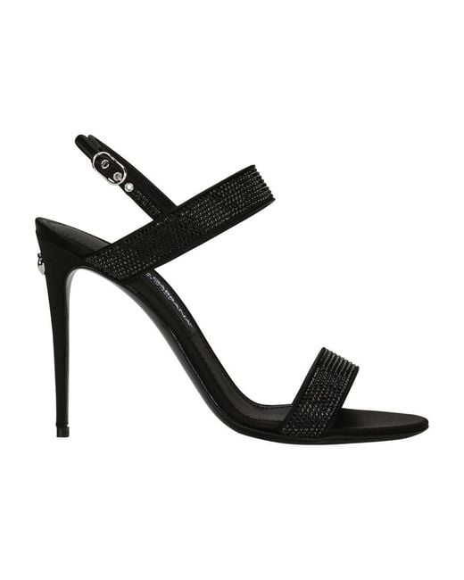 Dolce & Gabbana Black Kim Rhinestone Sandals
