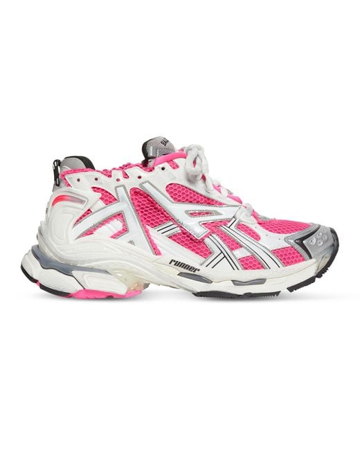 Balenciaga Pink 'runner' Chunky Sole Mesh Low Top Sneakers