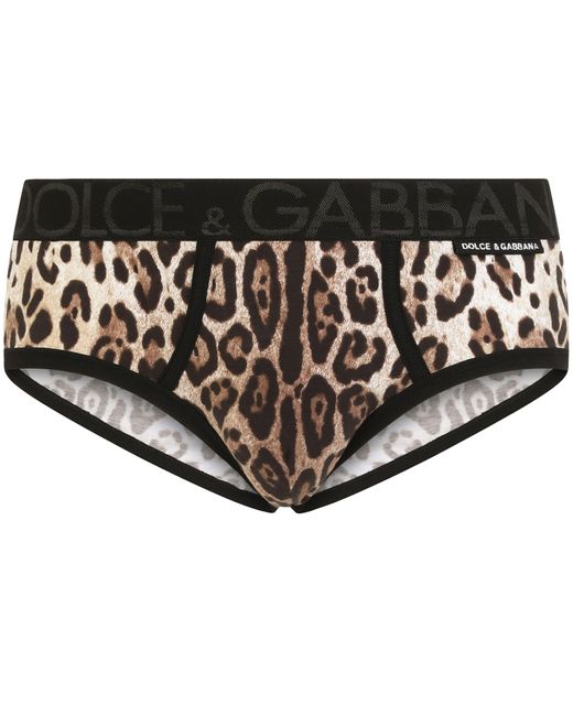 Dolce & Gabbana Black Two-way Stretch Jersey Brando Briefs With Leopard Print for men