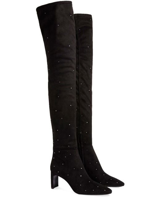 Claudie Pierlot Overtheknee Boots Rhinestones in Black Lyst