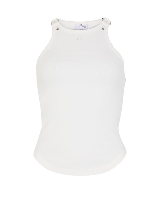Courreges White Buckle 90's Rib Tank Top