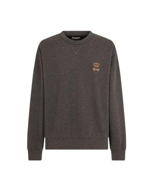 Dolce & Gabbana Gray Jersey Sweatshirt With Embroidery for men
