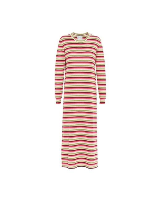 Barrie Striped Cashmere Maxi Dress in Red | Lyst