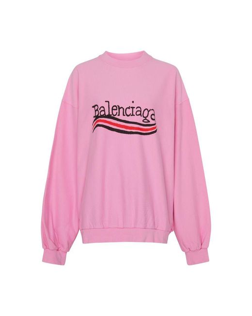 Balenciaga Pink Oversized Logo Sweatshirt