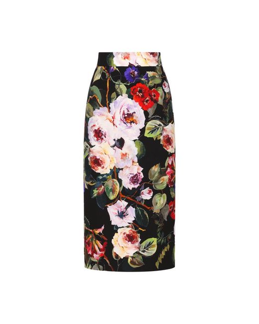 Dolce & Gabbana Multicolor Charmeuse Calf-length Skirt