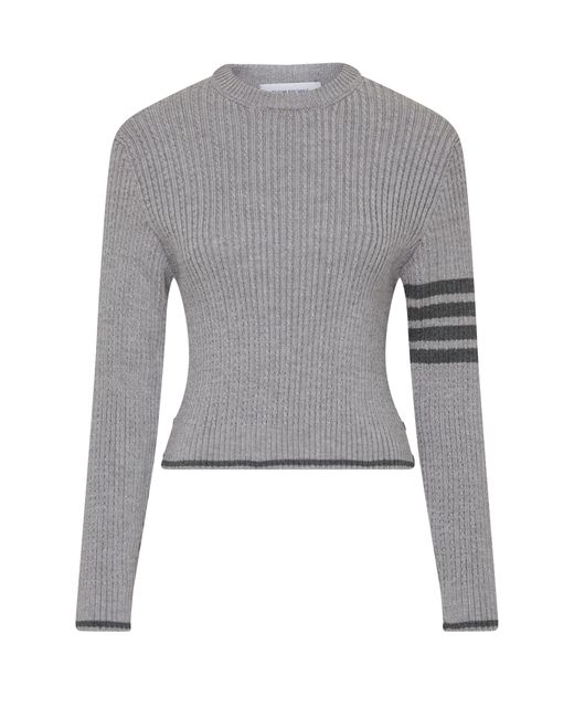 Thom Browne Gray 4-Bar Sweater