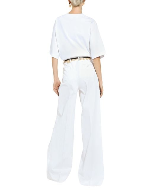 Dolce & Gabbana White Flared Cotton Gabardine Pants