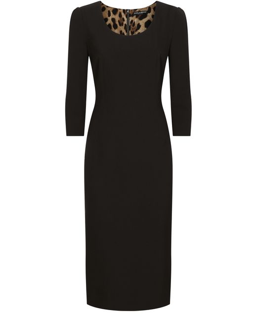 Robe mi-longue en laine Dolce & Gabbana en coloris Black