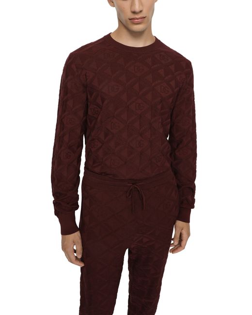 Dolce & Gabbana Brown 3d Silk Jacquard Round-neck Sweater for men